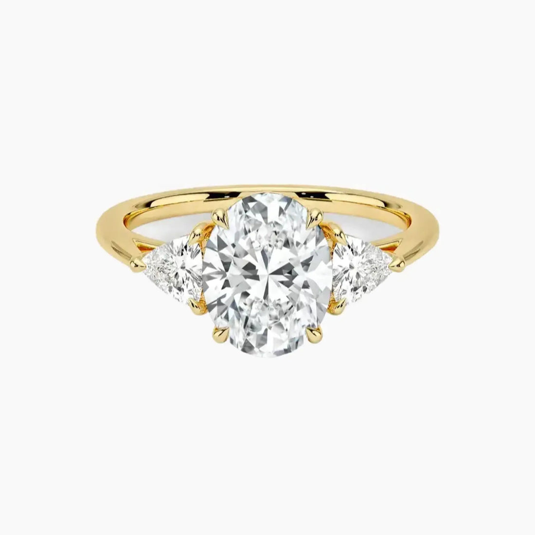 Elowen Oval Three Stone 2 Carat Lab Grown Diamond Engagement Ring in 14K Yellow Gold
