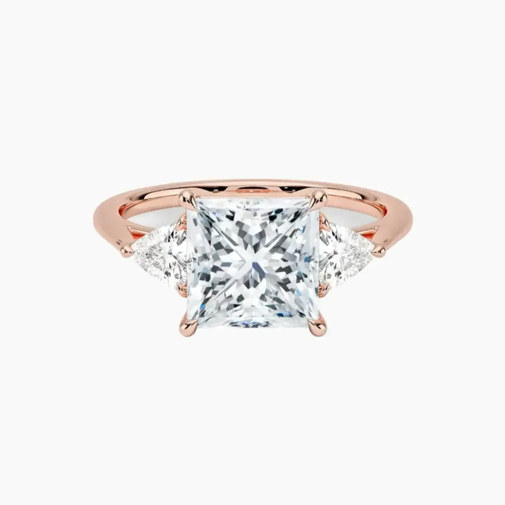 Elowen Princess Three Stone 2 Carat Lab Grown Diamond Engagement Ring in 18K Rose Gold