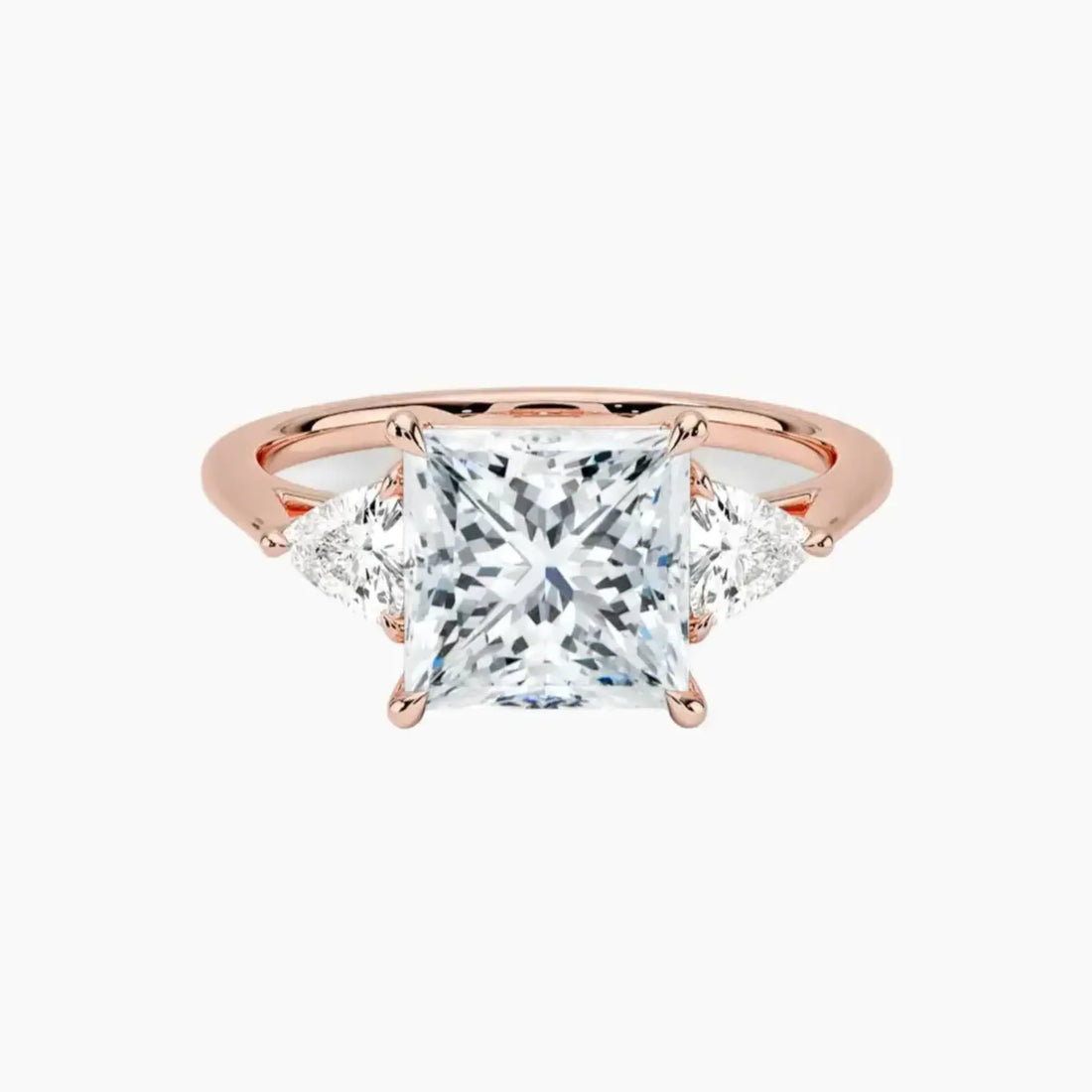 Elowen Princess Three Stone 2.5 Carat Lab Grown Diamond Engagement Ring in 18K Rose Gold