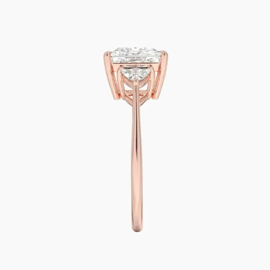 Elowen Princess Three Stone Diamond Ring Setting in 18K Rose Gold