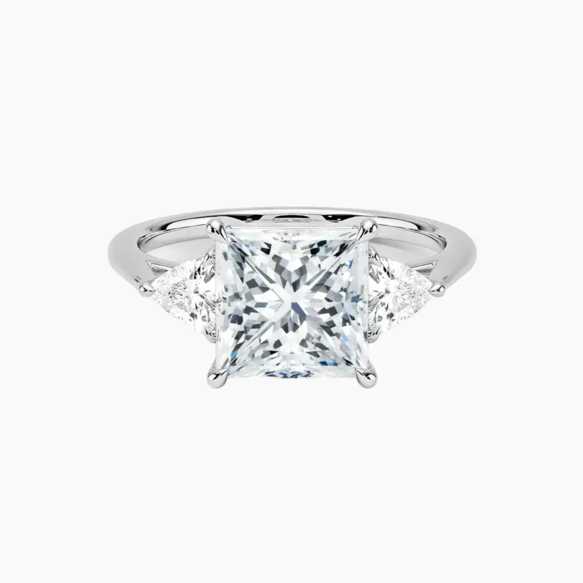 Elowen Princess Three Stone 2.5 Carat Lab Grown Diamond Engagement Ring in 18K White Gold
