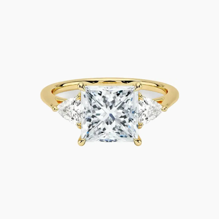 Elowen Princess Three Stone 2 Carat Lab Grown Diamond Engagement Ring in 18K Yellow Gold