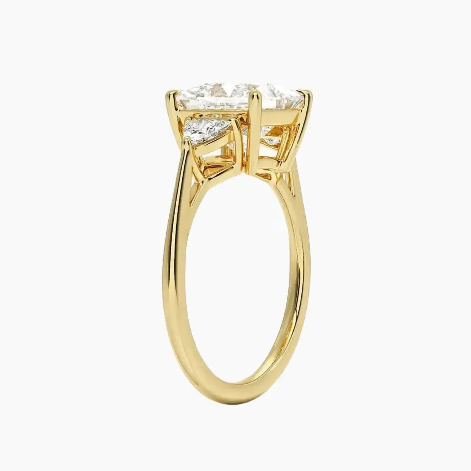 Elowen Princess Three Stone 3 Carat Lab Grown Diamond Engagement Ring in 18K Yellow Gold