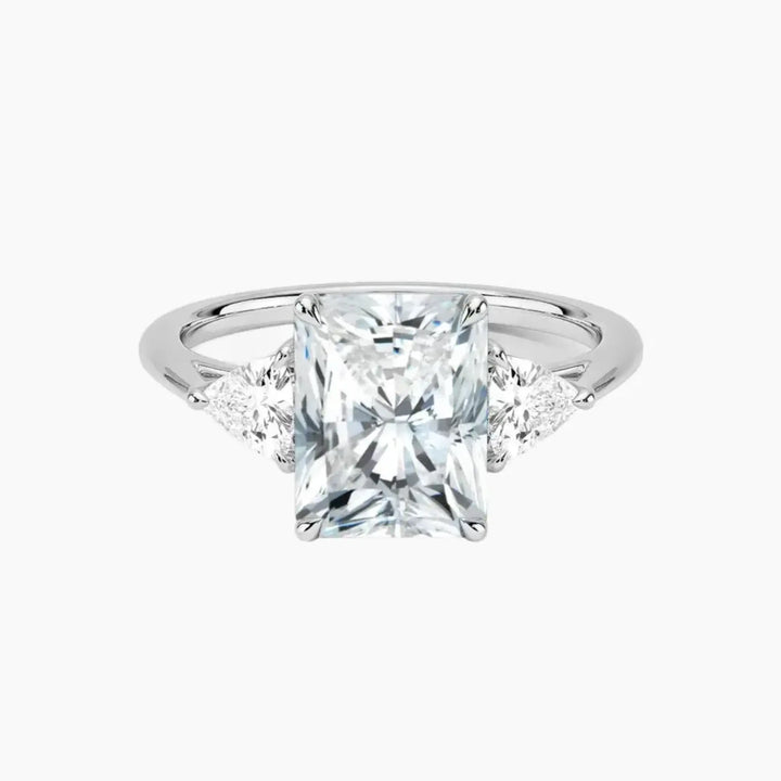 Elowen Radiant Three Stone 3 Carat Lab Grown Diamond Engagement Ring in 18K White Gold