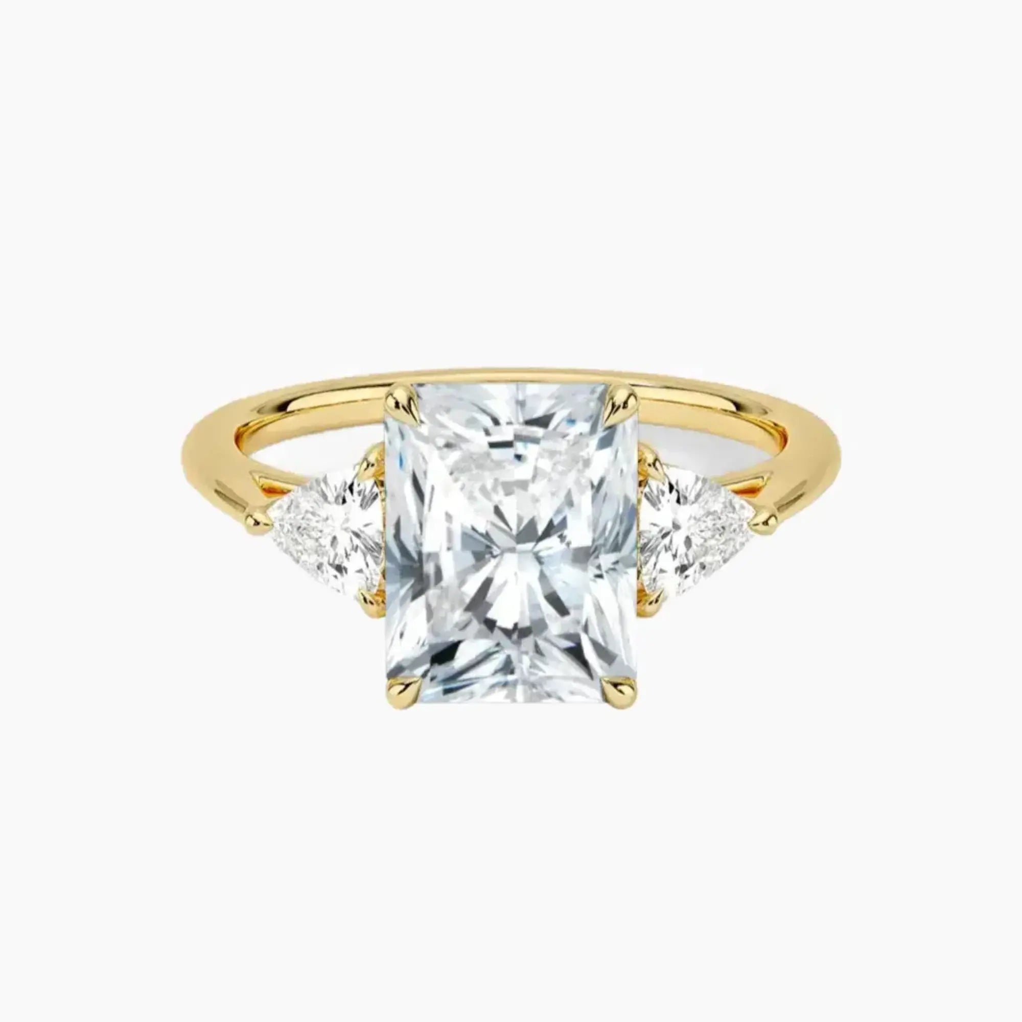 Elowen Radiant Three Stone 1 Carat Lab Grown Diamond Engagement Ring in 18K Yellow Gold