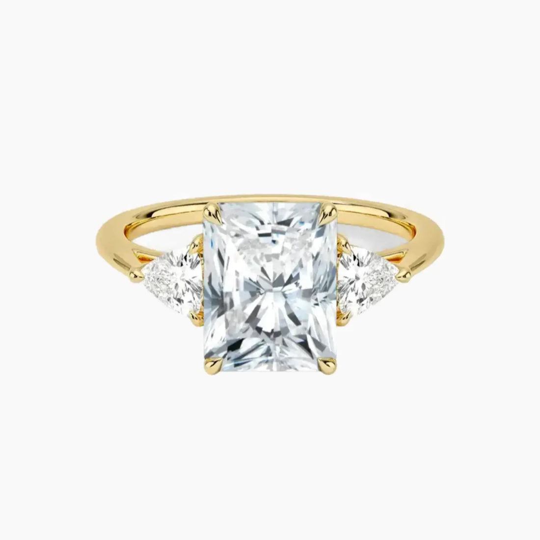Elowen Radiant Three Stone 3 Carat Lab Grown Diamond Engagement Ring in 14K Yellow Gold