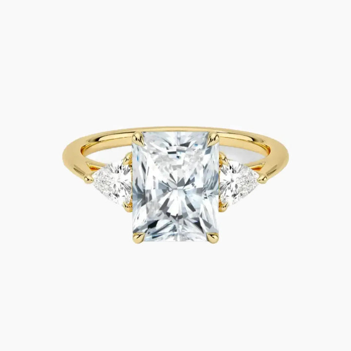 Elowen Radiant Three Stone 1.5 Carat Lab Grown Diamond Engagement Ring in 18K Yellow Gold
