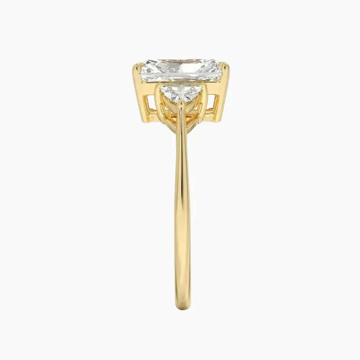 Elowen Radiant Three Stone 1.5 Carat Lab Grown Diamond Engagement Ring in 18K Rose Gold