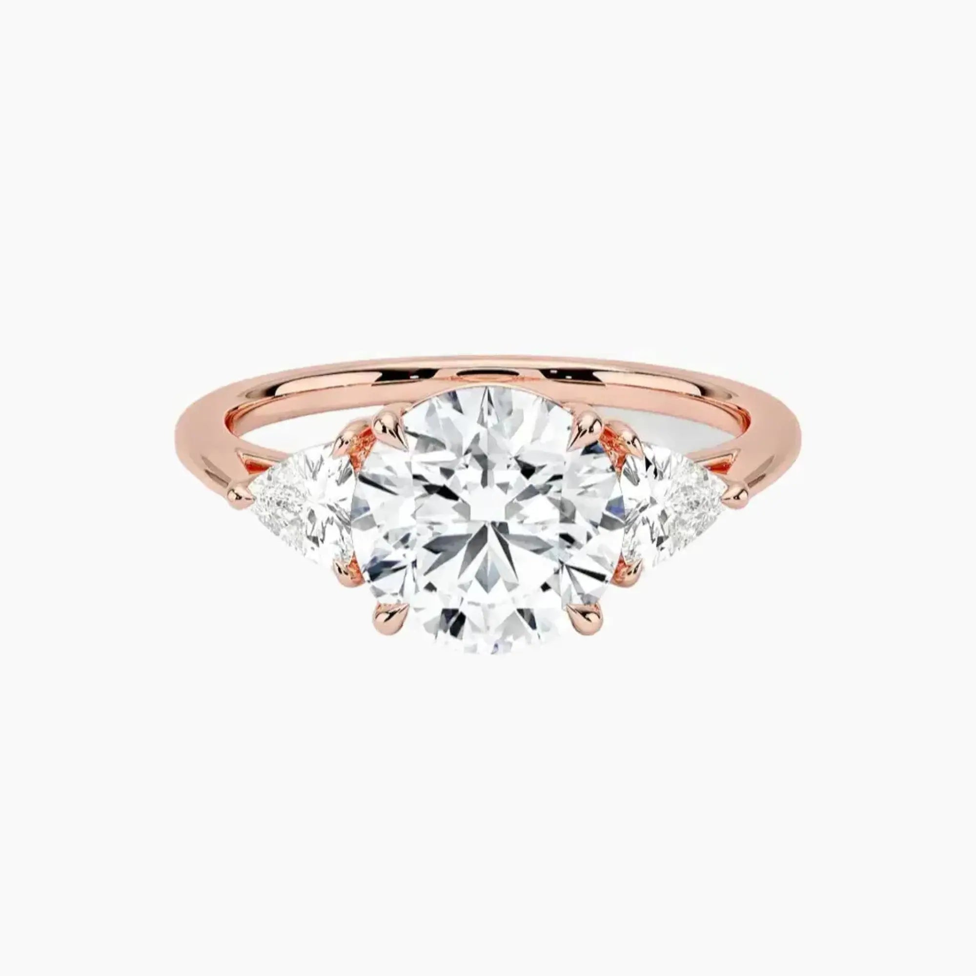 Elowen Round Three Stone Diamond Ring Setting in 14K Rose Gold