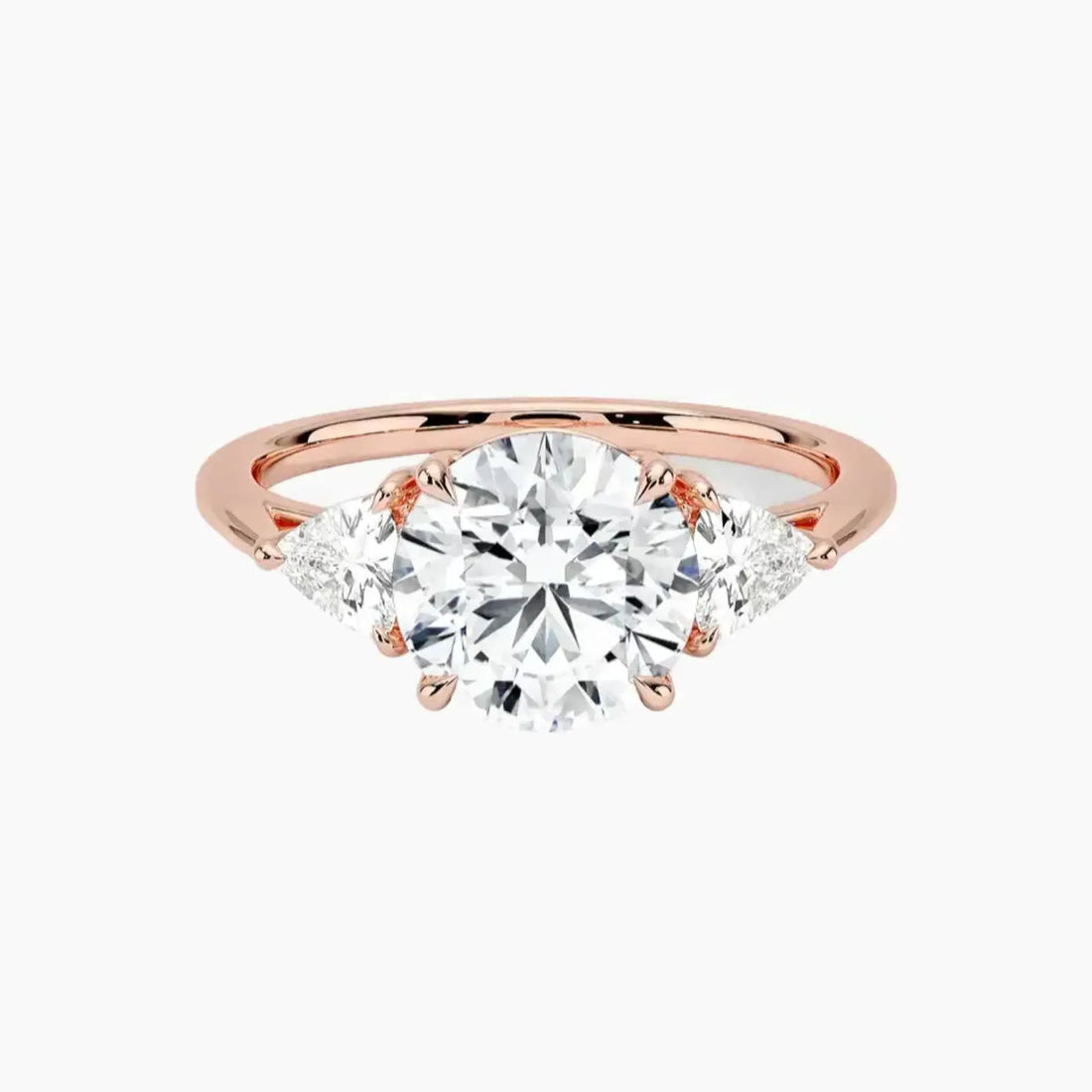 Elowen Round Three Stone 3 Carat Lab Grown Diamond Engagement Ring in 14K White Gold
