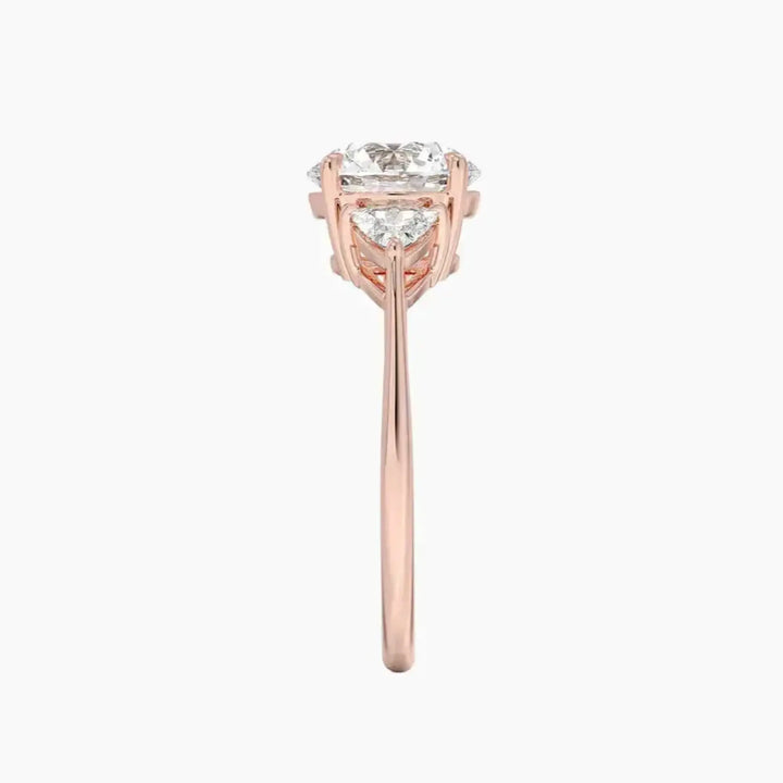 Elowen Round Three Stone 3 Carat Lab Grown Diamond Engagement Ring in 18K Yellow Gold