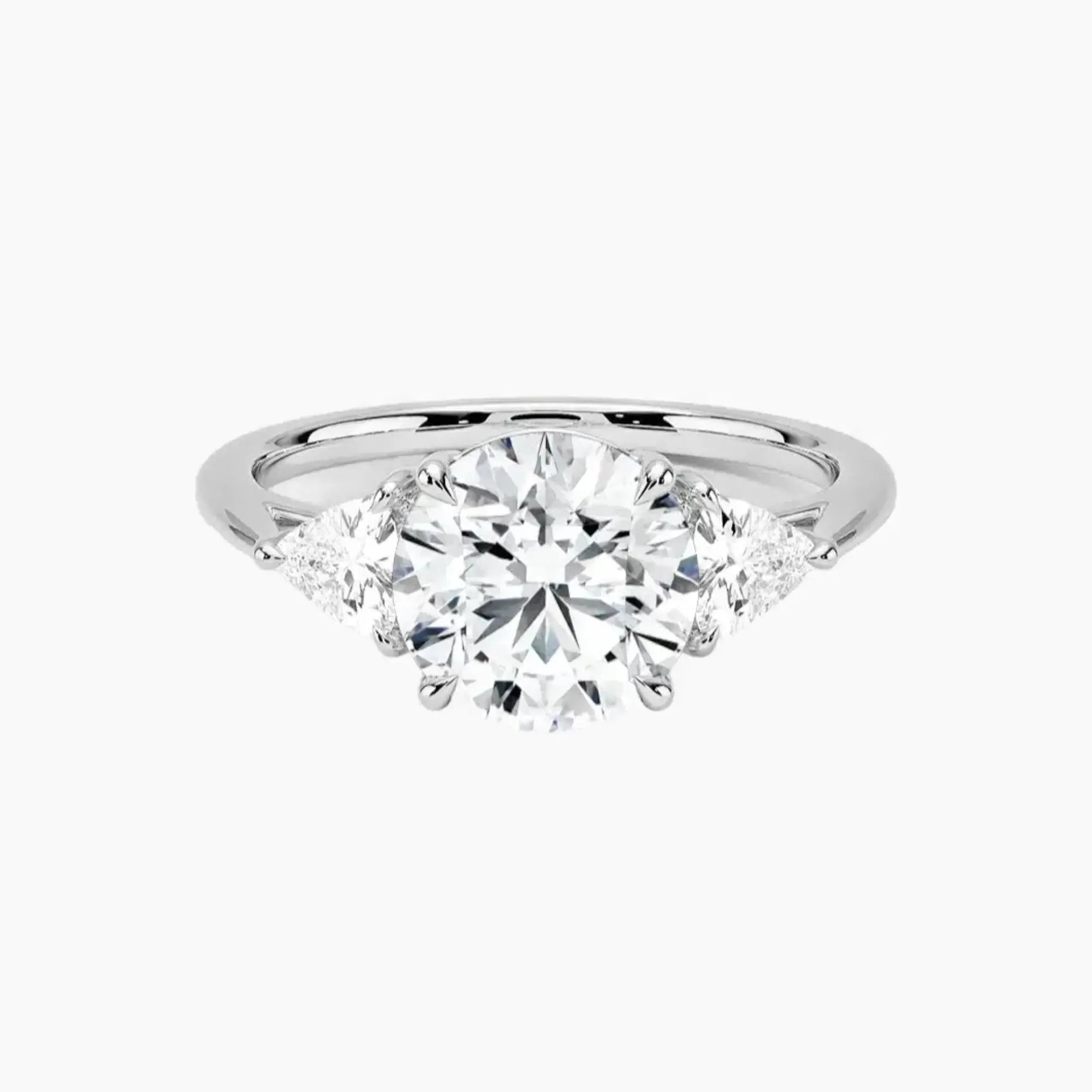 Elowen Round Three Stone Diamond Ring Setting in 18K Yellow Gold