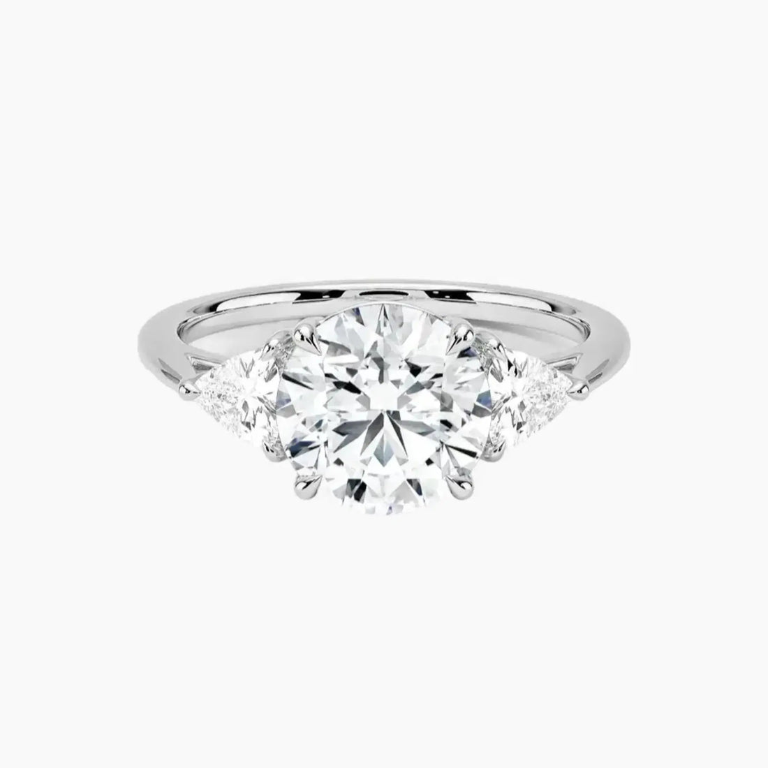 Elowen Round Three Stone Diamond Ring Setting in 18K Yellow Gold