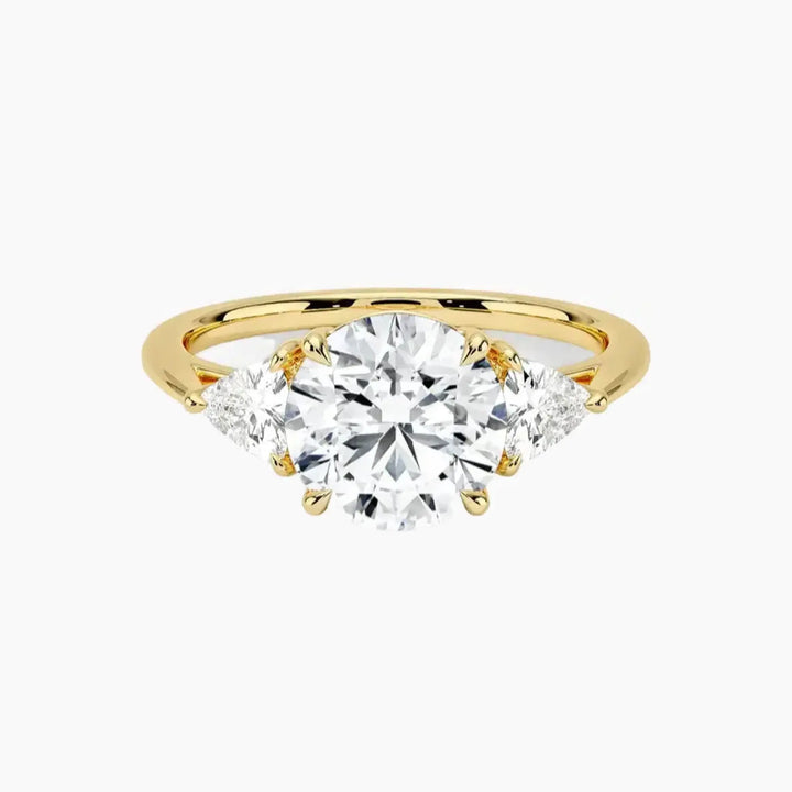 Elowen Round Three Stone 1 Carat Lab Grown Diamond Engagement Ring in 18K Yellow Gold