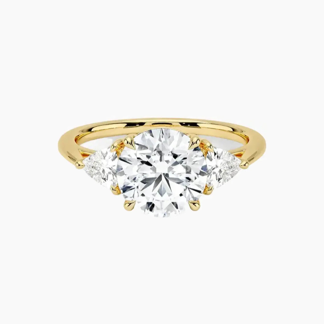 Elowen Round Three Stone Diamond Ring Setting in 14K Yellow Gold