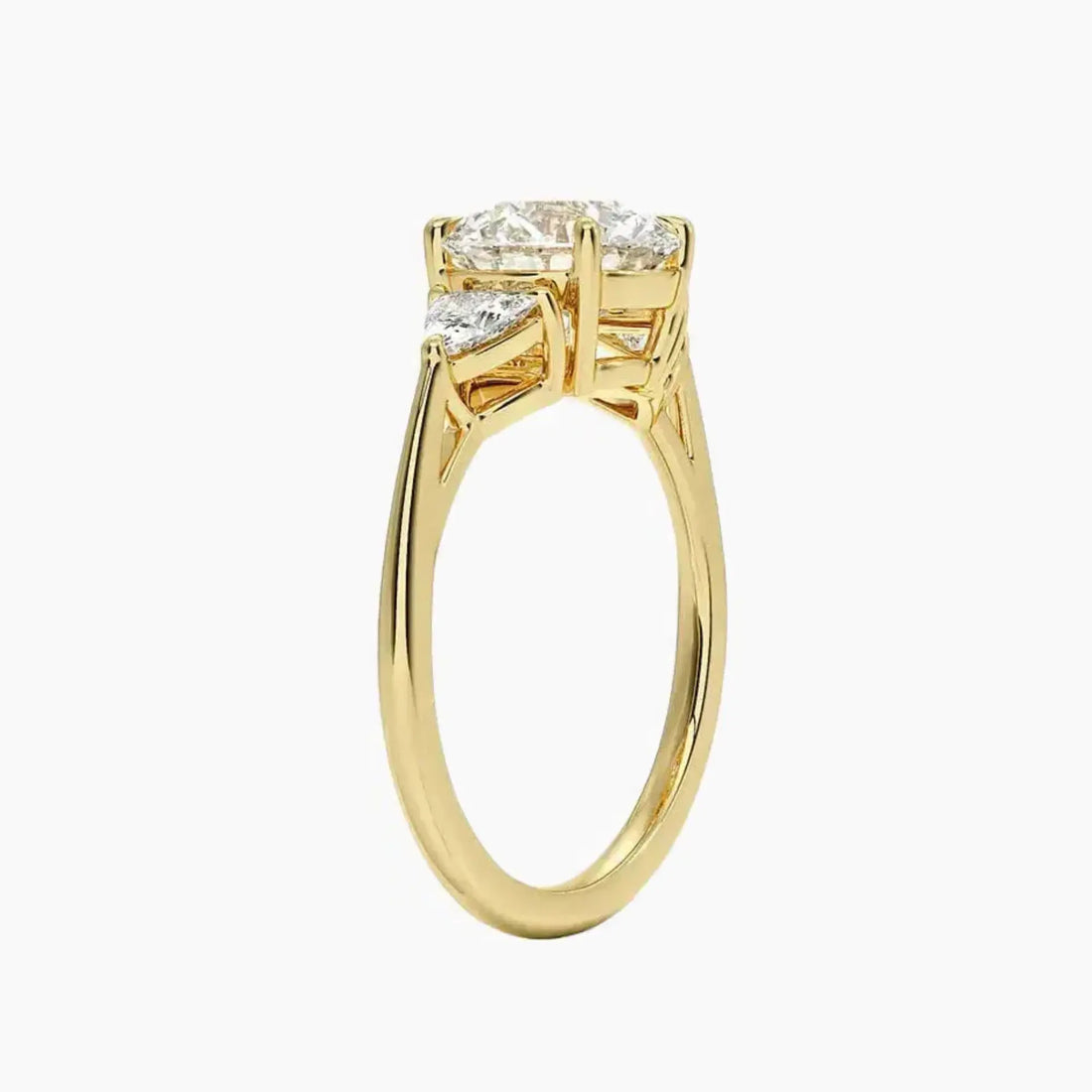 Elowen Round Three Stone Diamond Ring Setting in 18K Rose Gold