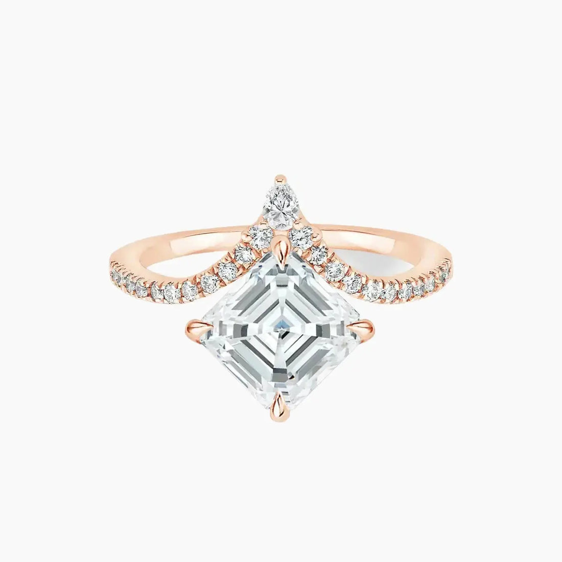 Esme Asscher Designer 1.5 Carat Lab Grown Diamond Engagement Ring in 14K White Gold