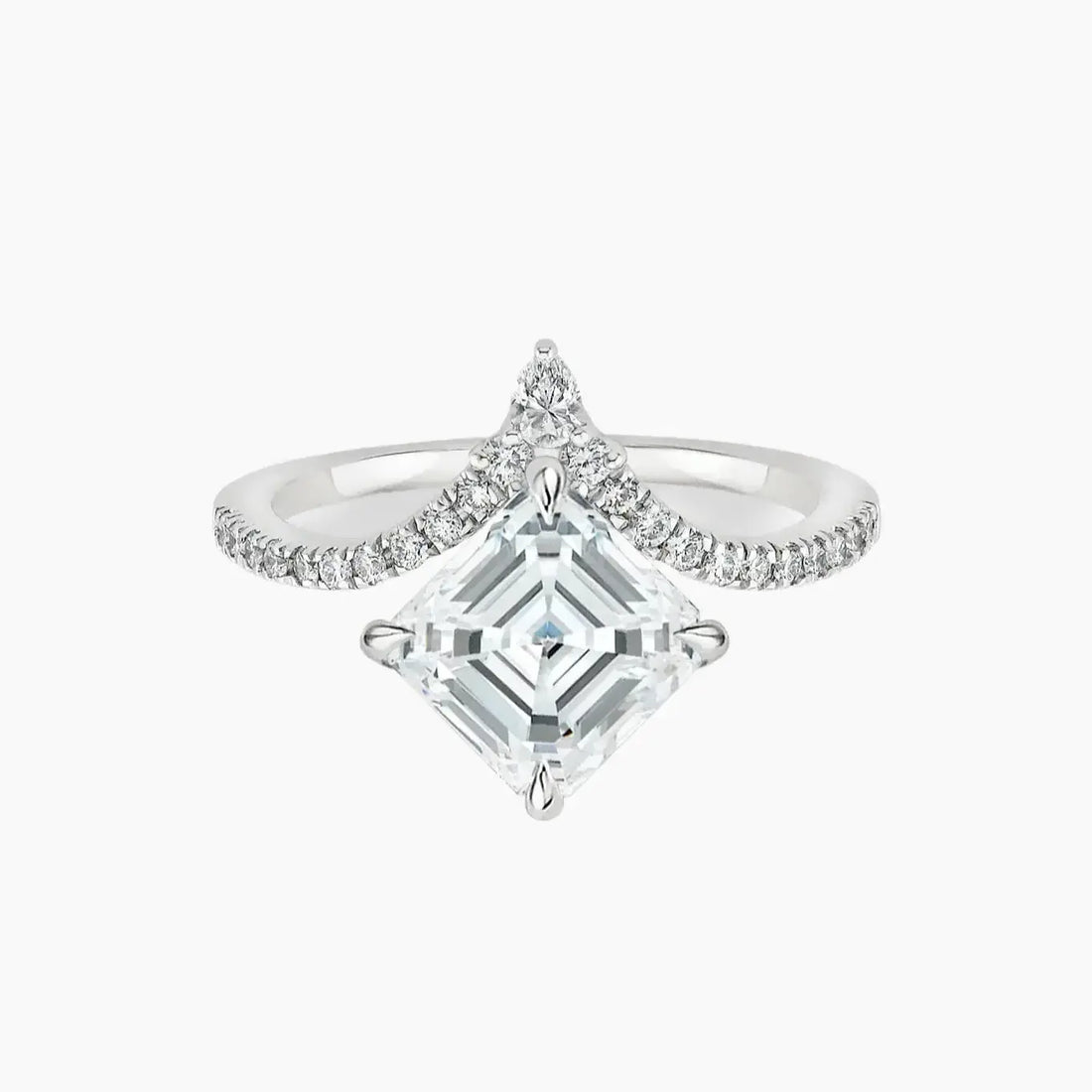 Esme Asscher Designer 2.5 Carat Lab Grown Diamond Engagement Ring in 18K Rose Gold