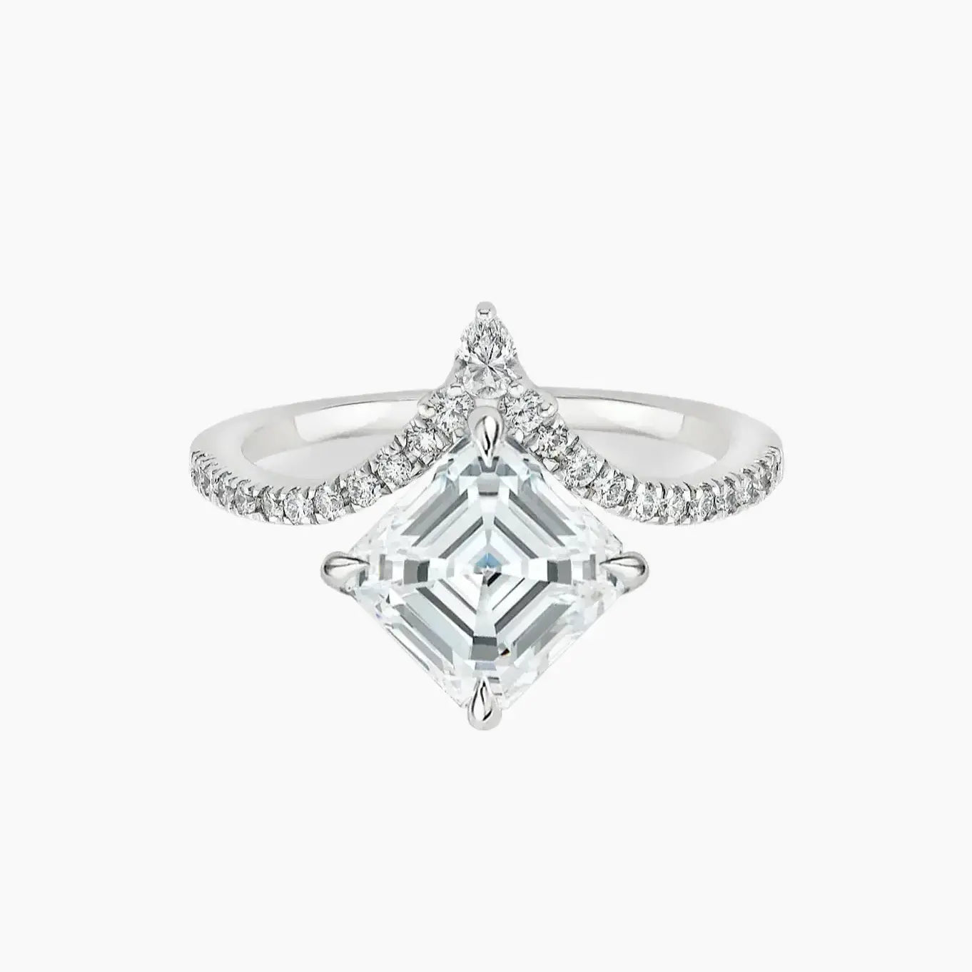 Esme Asscher Designer Diamond Ring Setting in 14K White Gold