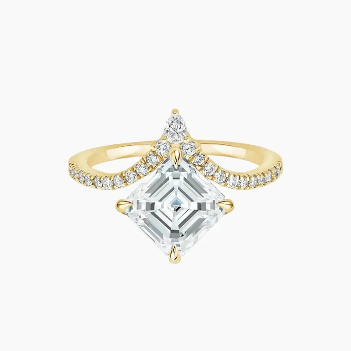 Esme Asscher Designer 1.5 Carat Lab Grown Diamond Engagement Ring in 18K Rose Gold