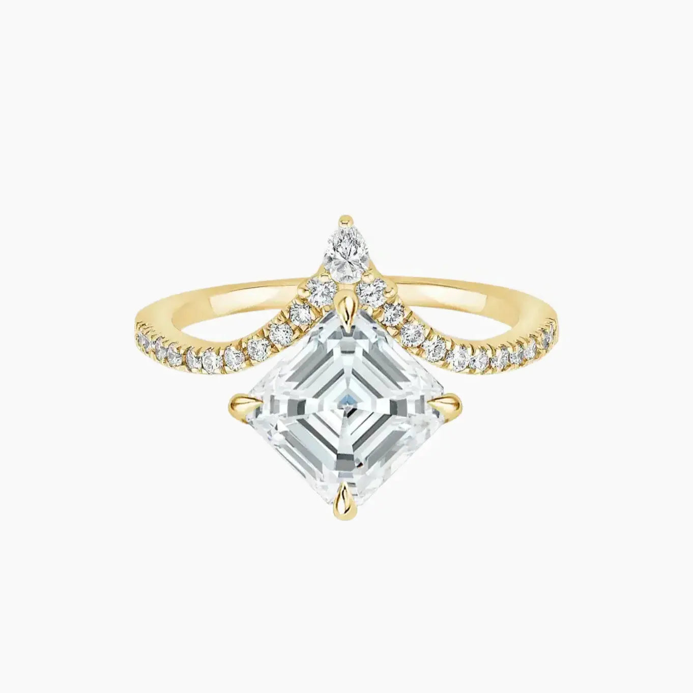 Esme Asscher Designer Diamond Ring Setting in 14K Rose Gold