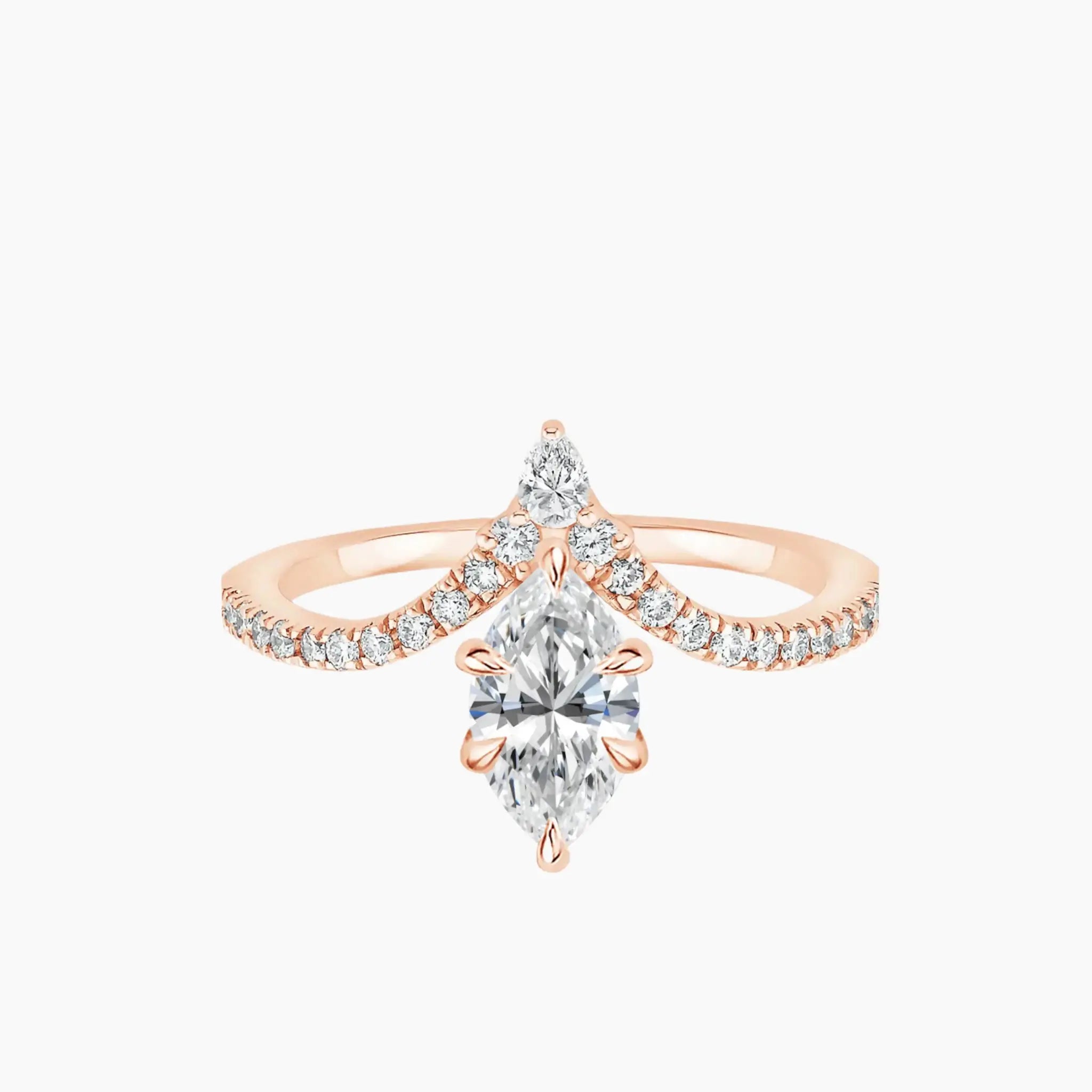 Esme Marquise Designer 1 Carat Lab Grown Diamond Engagement Ring in 14K Rose Gold
