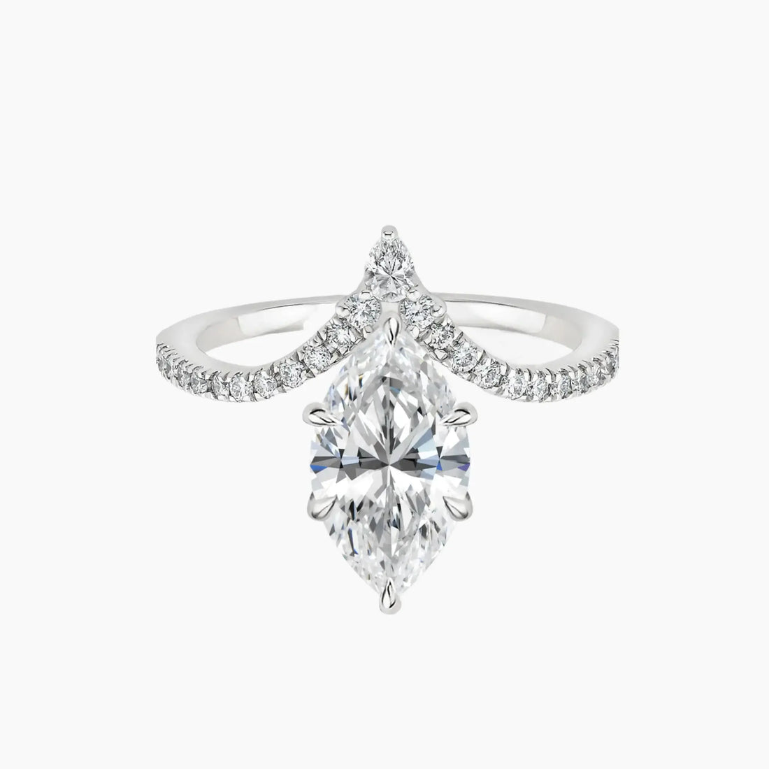 Esme Marquise Designer 1 Carat Lab Grown Diamond Engagement Ring in 14K Yellow Gold