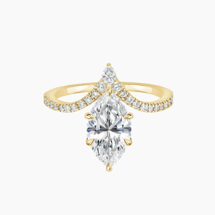 Esme Marquise Designer 3 Carat Lab Grown Diamond Engagement Ring in 14K Yellow Gold