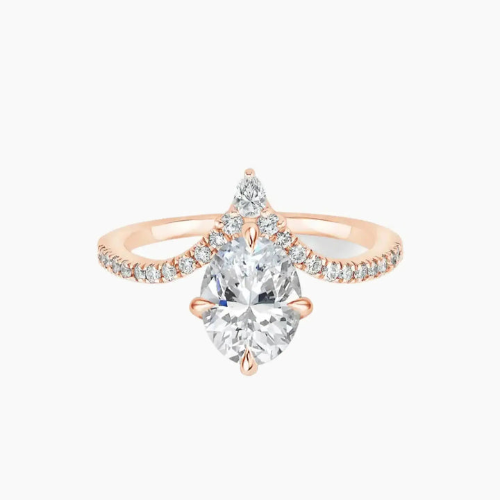 Esme Oval Designer 3 Carat Lab Grown Diamond Engagement Ring in 14K White Gold