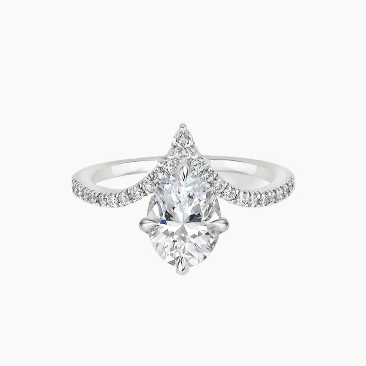 Esme Oval Designer 1 Carat Lab Grown Diamond Engagement Ring in 18K White Gold