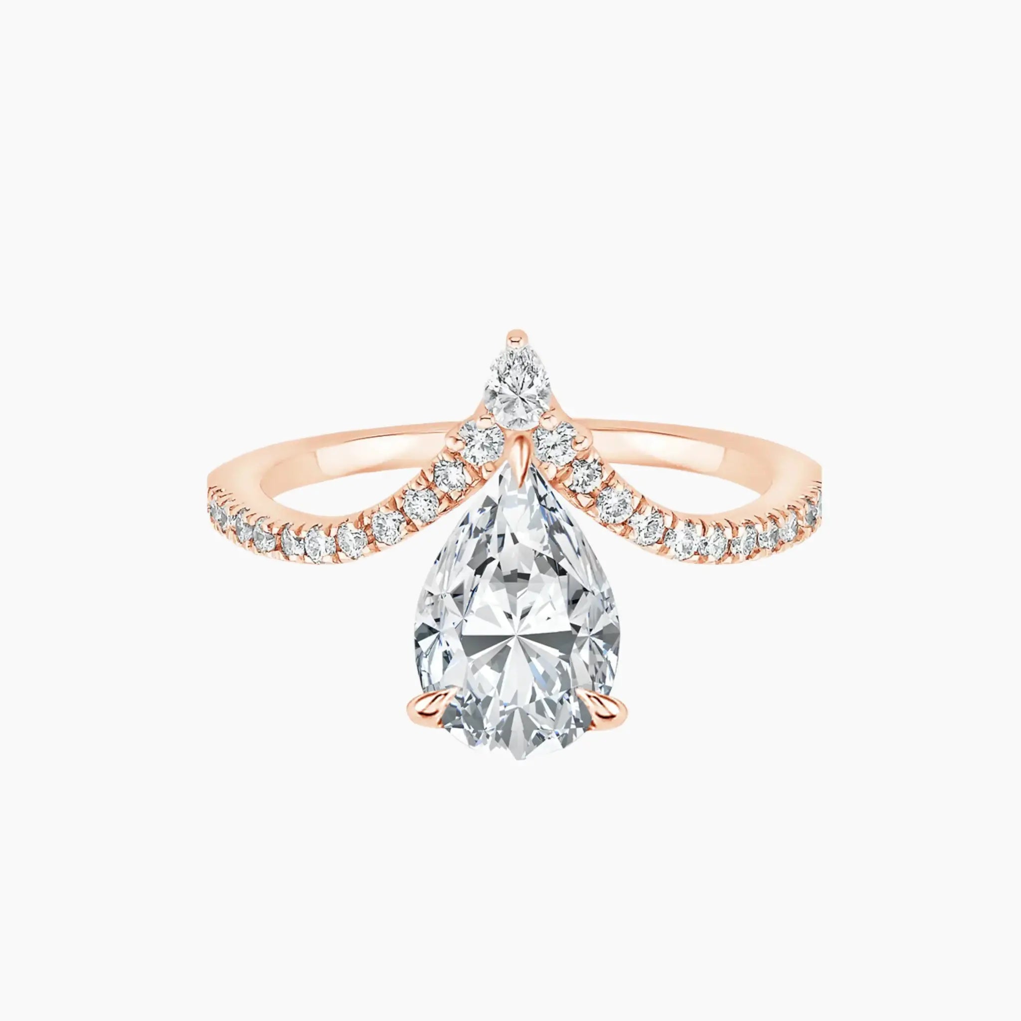 Esme Pear Designer 3 Carat Lab Grown Diamond Engagement Ring in 18K Yellow Gold