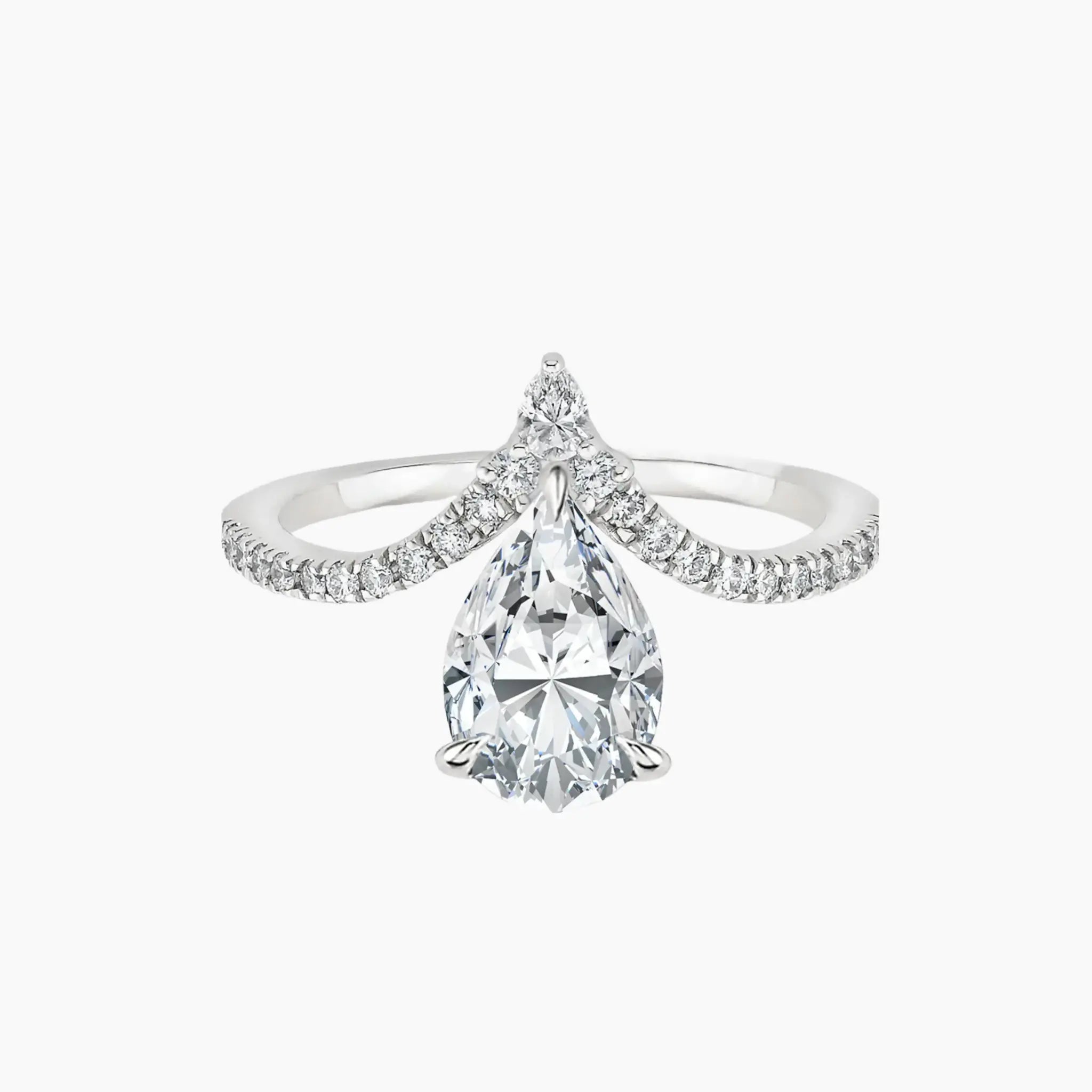 Esme Pear Designer Diamond Ring Setting in 14K Yellow Gold