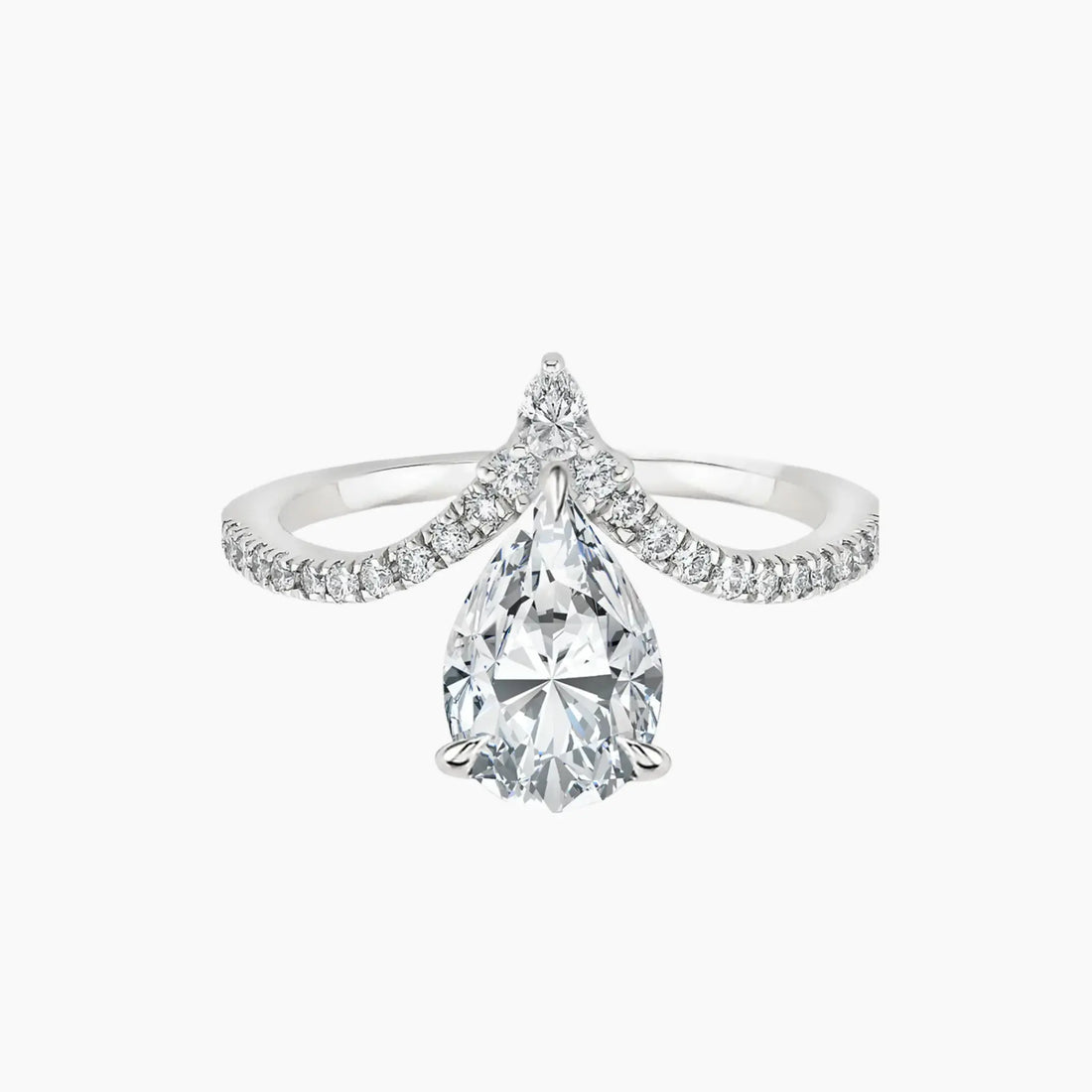 Esme Pear Designer Diamond Ring Setting in 14K White Gold
