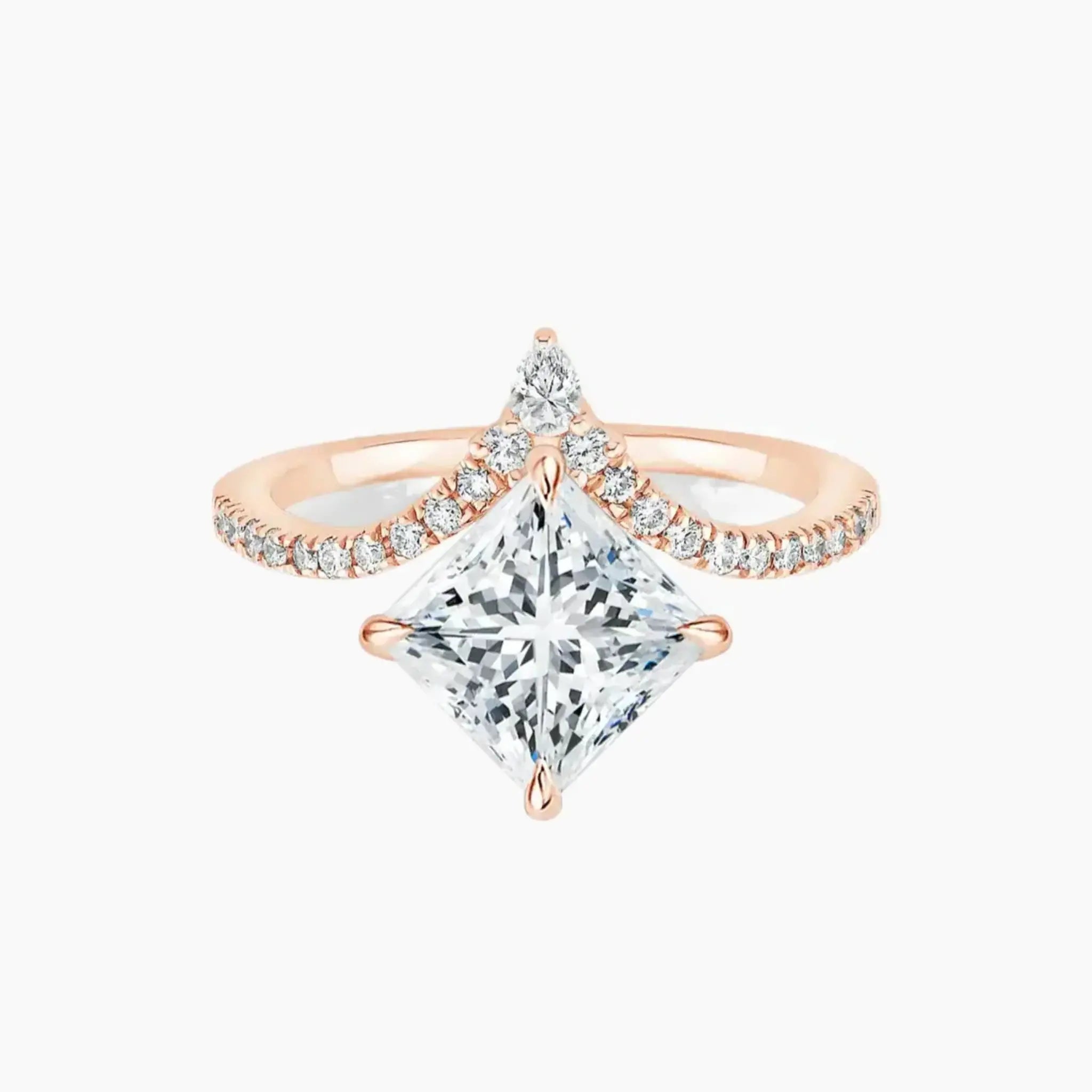 Esme Princess Designer 3 Carat Lab Grown Diamond Engagement Ring in 18K Rose Gold