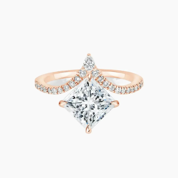 Esme Princess Designer 3 Carat Lab Grown Diamond Engagement Ring in 14K White Gold
