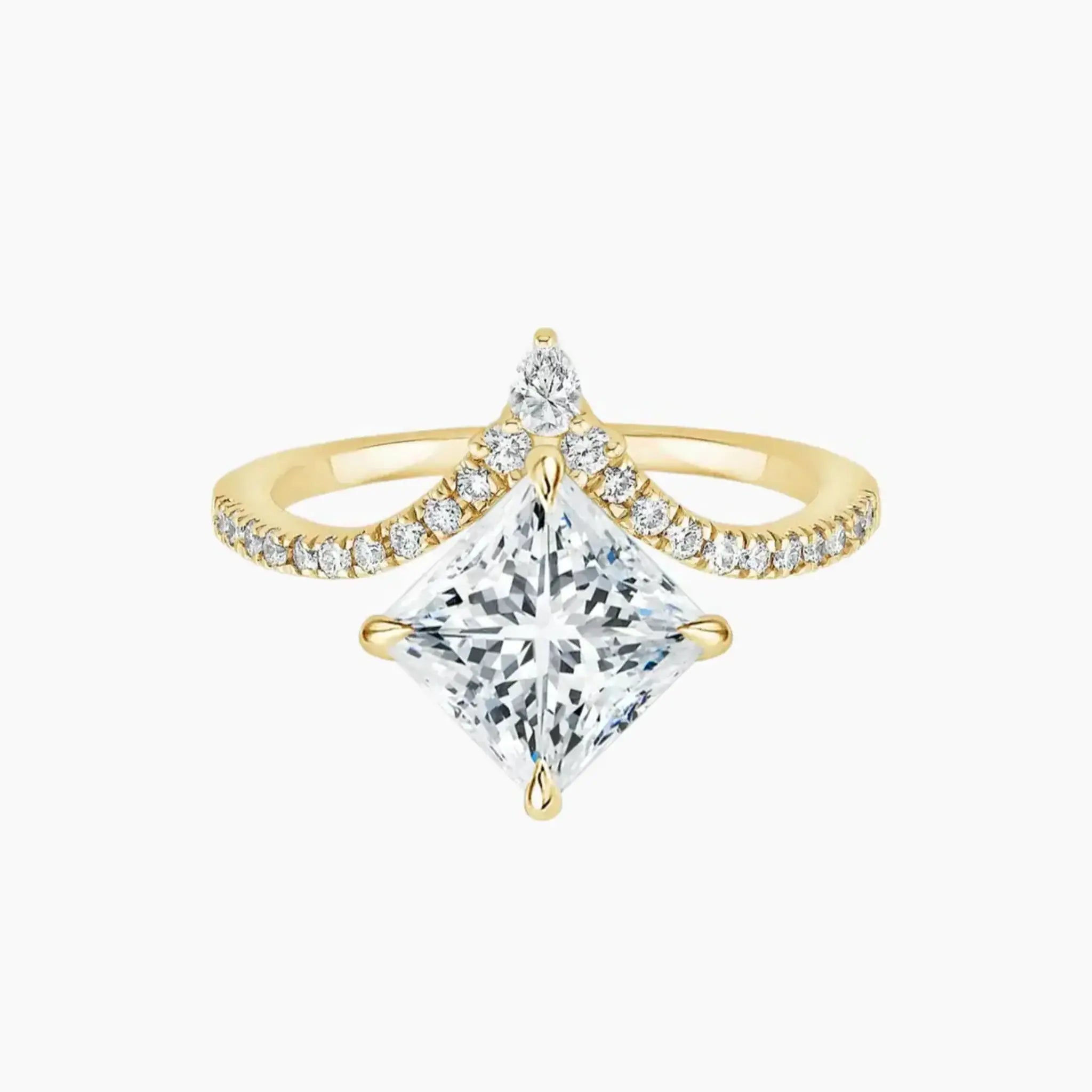Esme Princess Designer 3 Carat Lab Grown Diamond Engagement Ring in 18K Yellow Gold