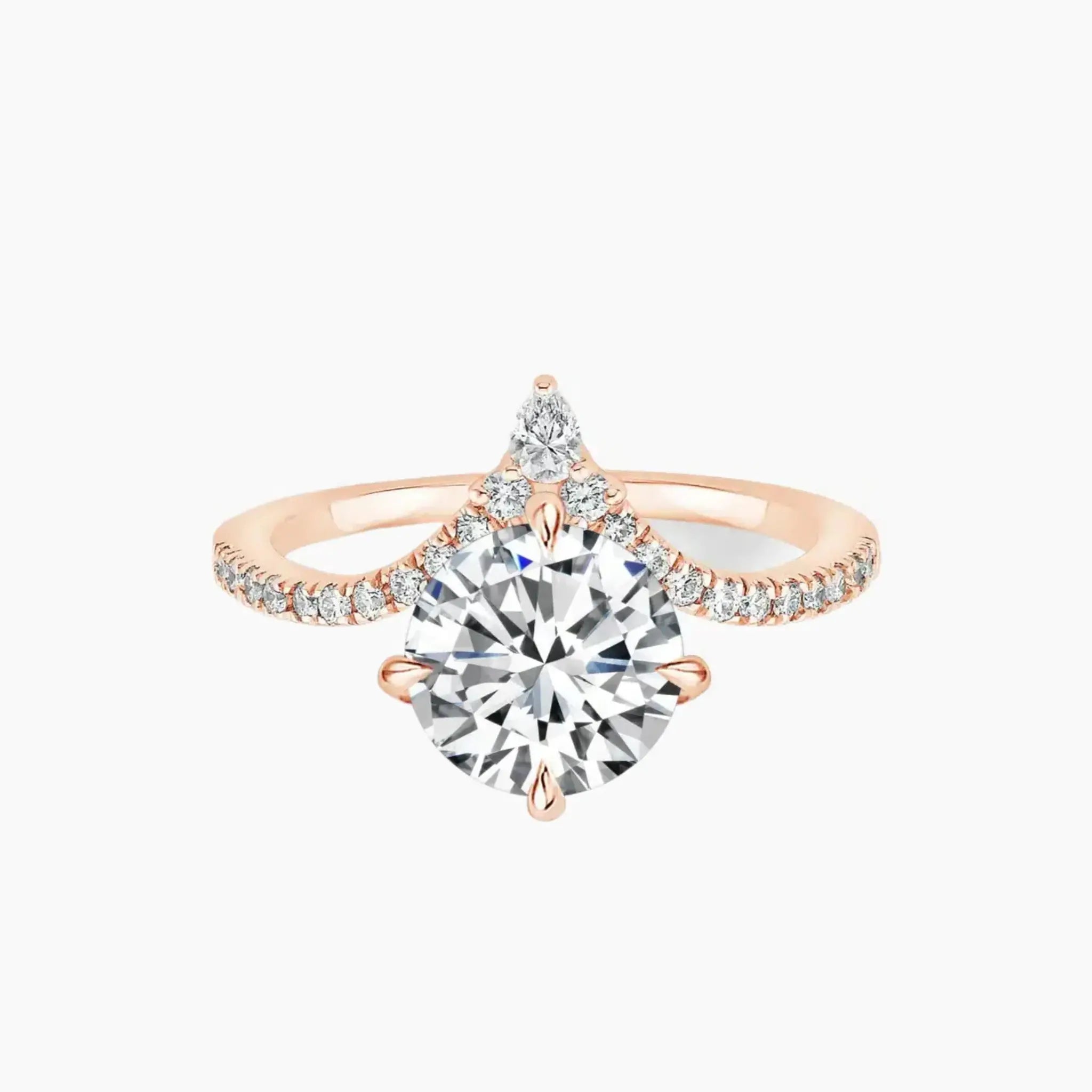 Esme Round Designer 3 Carat Lab Grown Diamond Engagement Ring in 18K Rose Gold