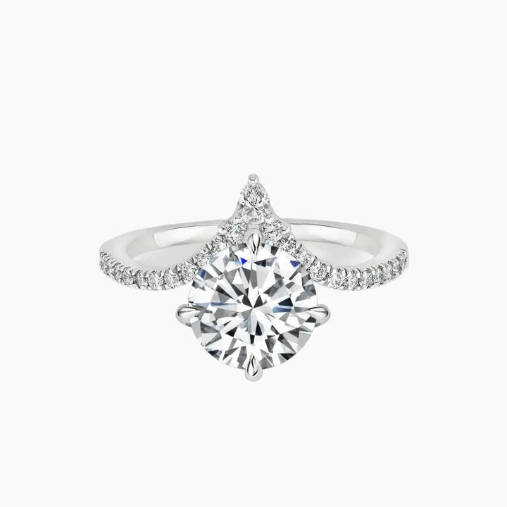 Esme Round Designer 3 Carat Lab Grown Diamond Engagement Ring in 18K White Gold