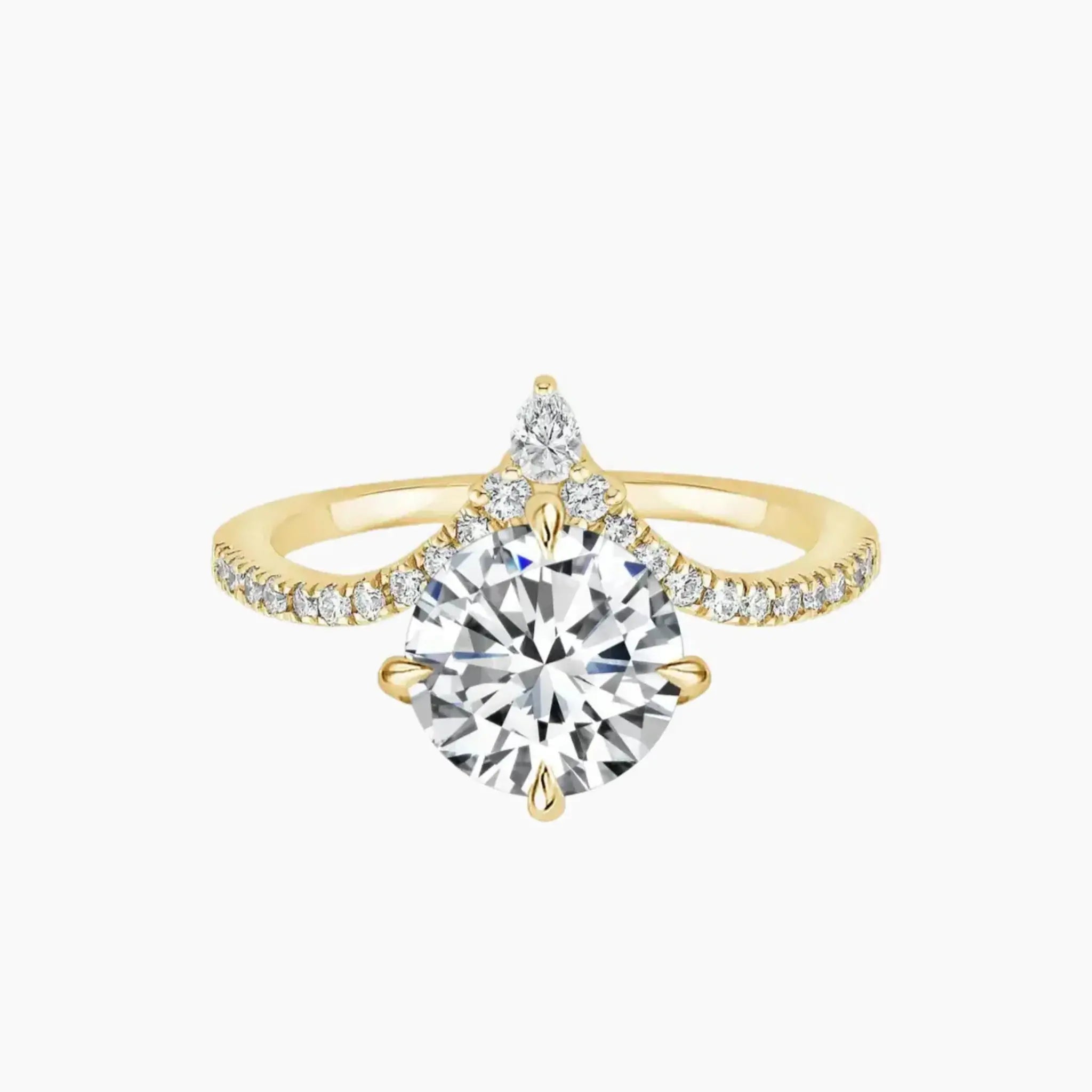 Esme Round Designer 1 Carat Lab Grown Diamond Engagement Ring in 18K Yellow Gold
