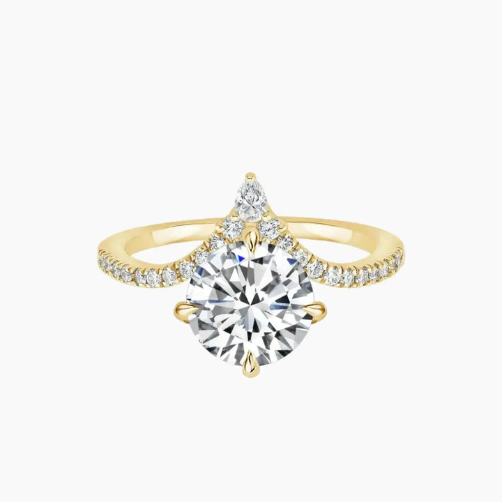 Esme Round Designer 2.5 Carat Lab Grown Diamond Engagement Ring in 18K Yellow Gold