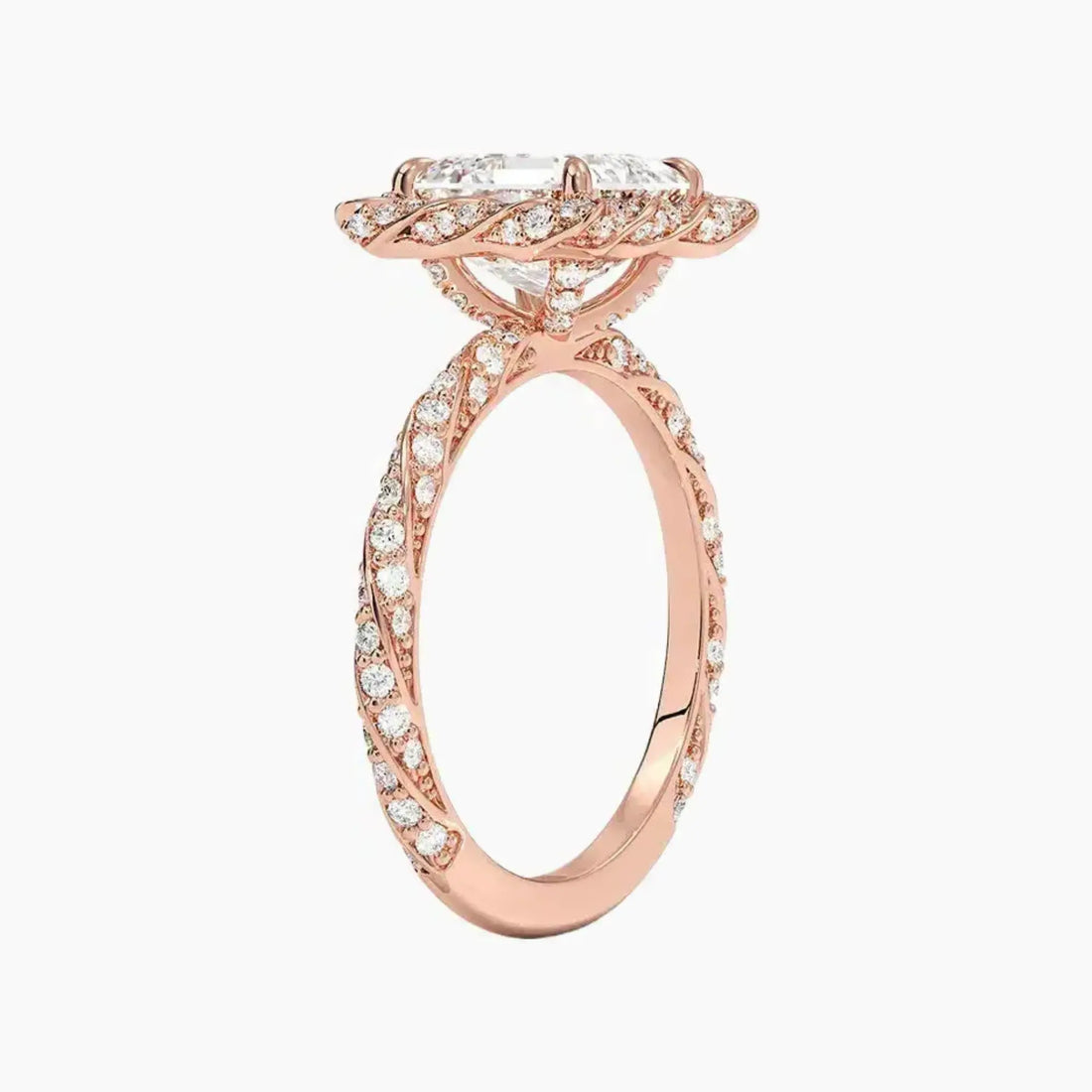 Eliana Asscher Designer 2.5 Carat Lab Grown Diamond Engagement Ring in 18K White Gold