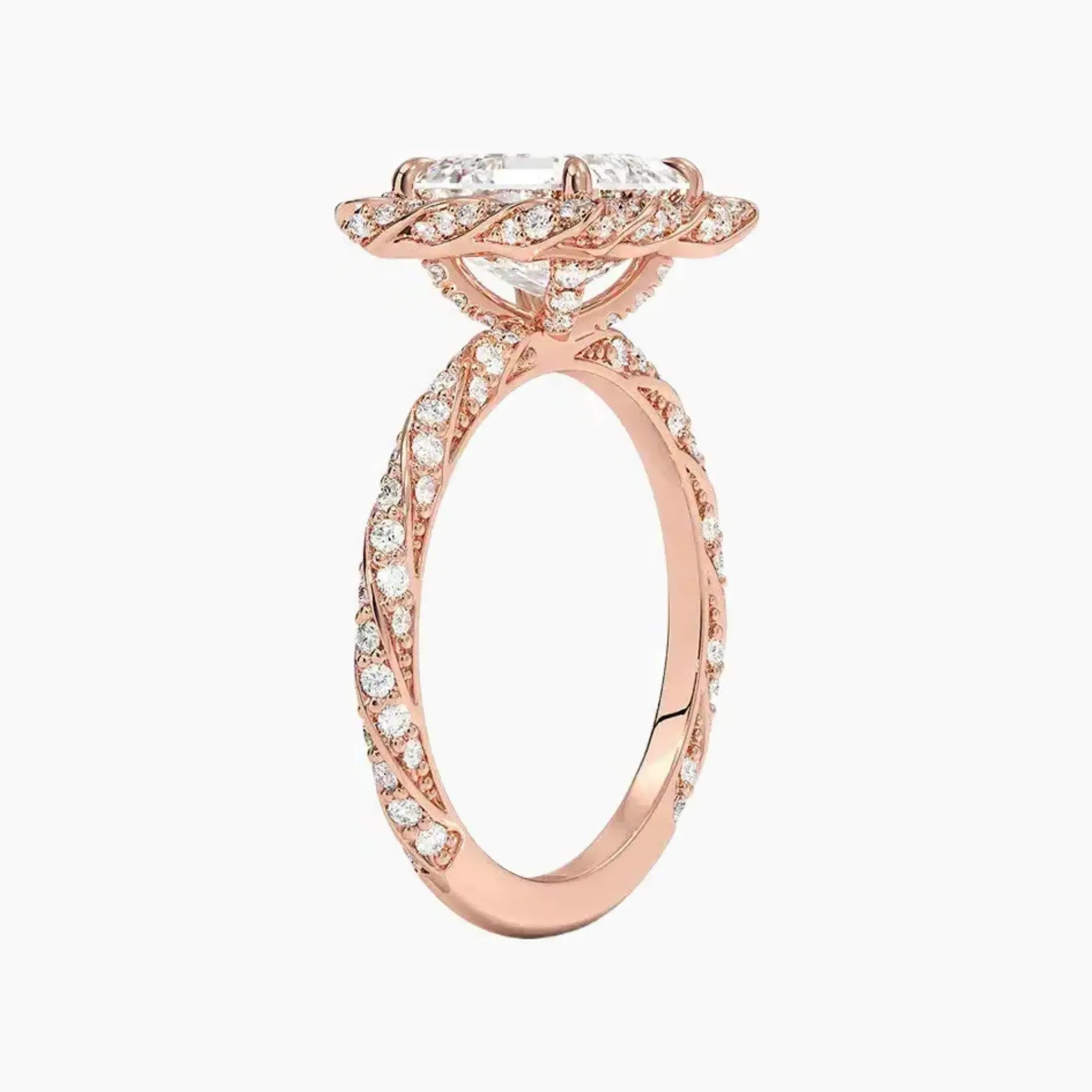 Eliana Asscher Designer 1 Carat Lab Grown Diamond Engagement Ring in 14K Rose Gold