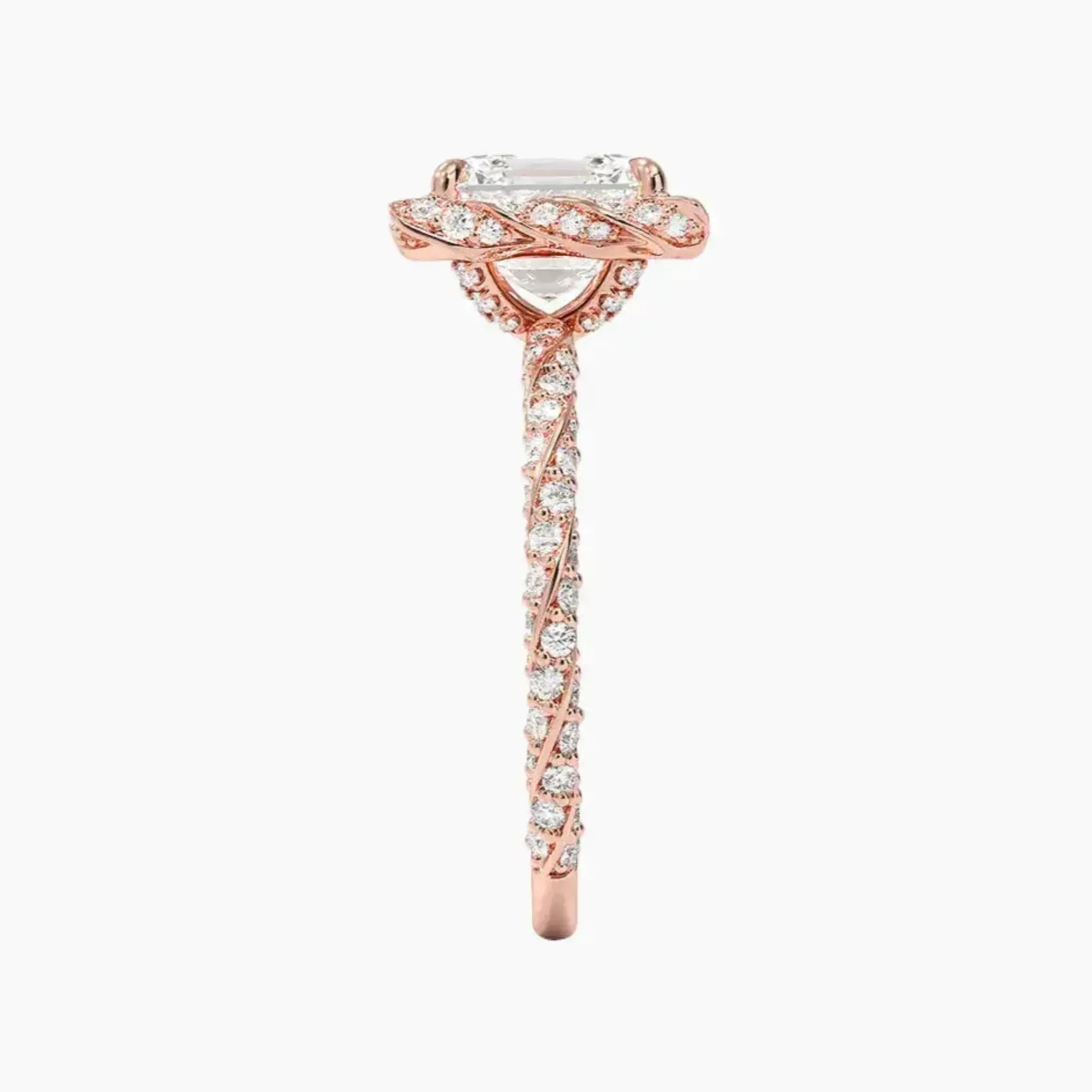 Eliana Asscher Designer 1 Carat Lab Grown Diamond Engagement Ring in 18K Rose Gold