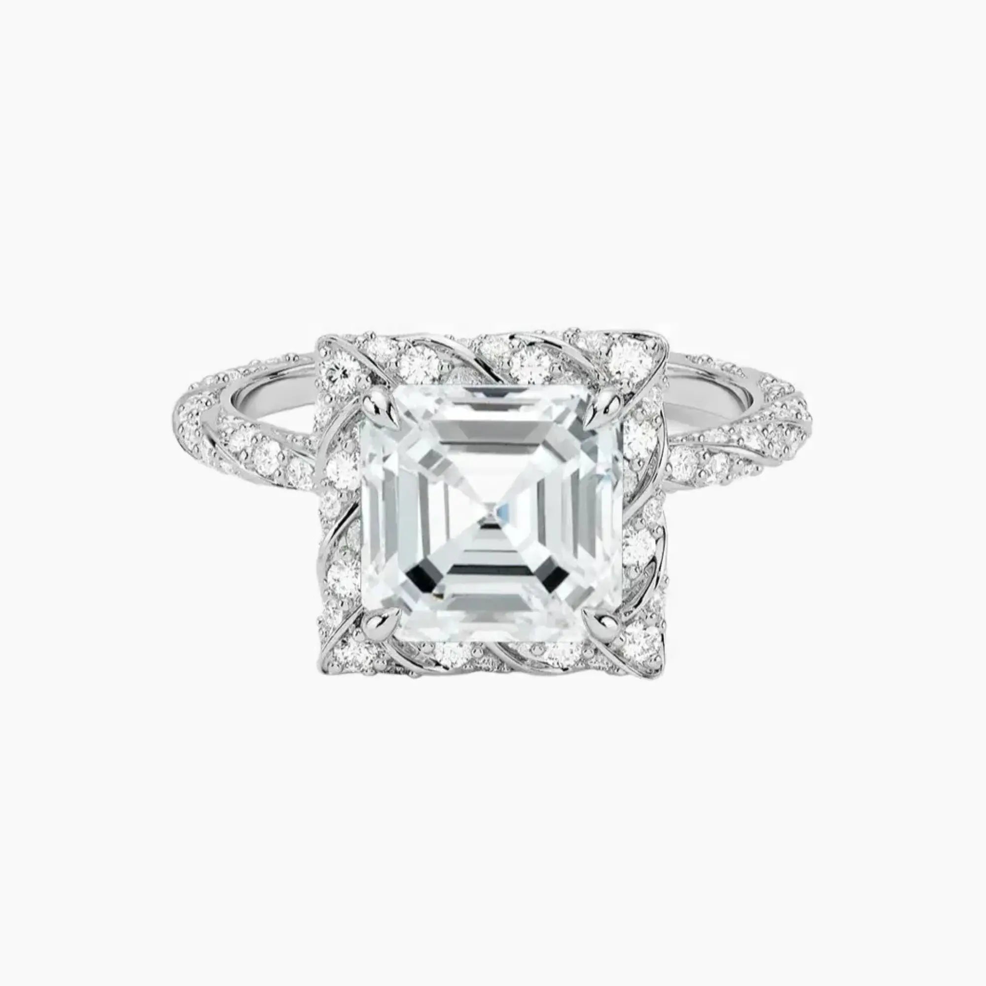 Eliana Asscher Designer 2.5 Carat Lab Grown Diamond Engagement Ring in 14K Rose Gold
