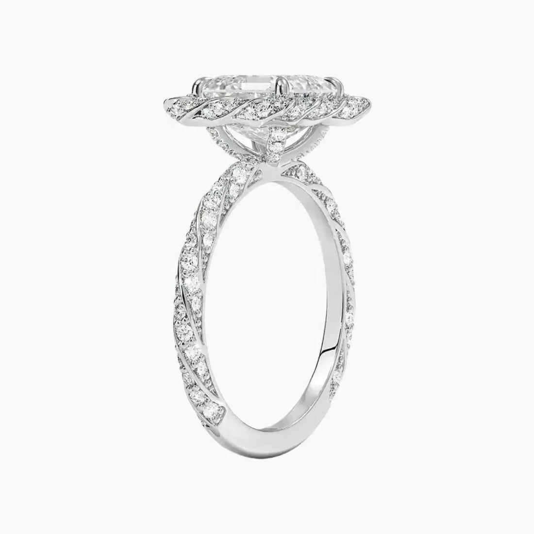 Eliana Asscher Designer 2.5 Carat Lab Grown Diamond Engagement Ring in 18K White Gold