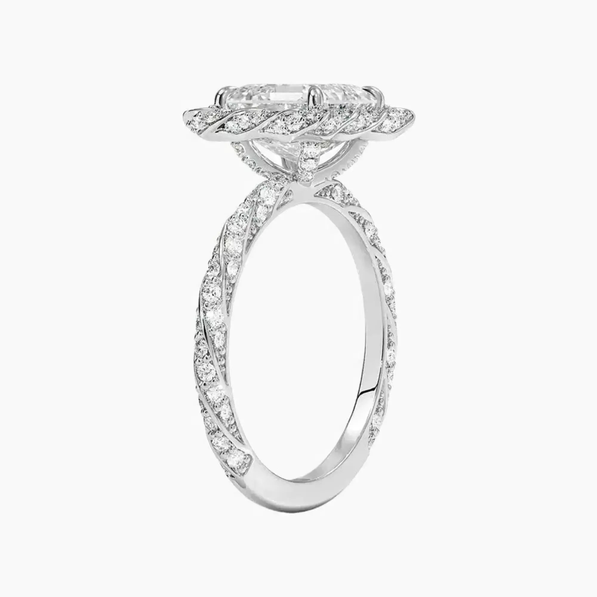 Eliana Asscher Designer 2.5 Carat Lab Grown Diamond Engagement Ring in 14K Rose Gold