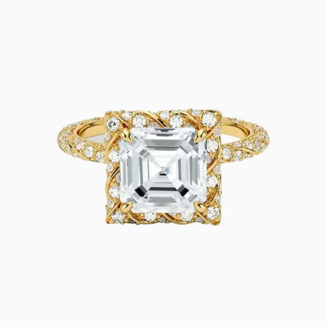 Eliana Asscher Designer Diamond Ring Setting in 18K Rose Gold