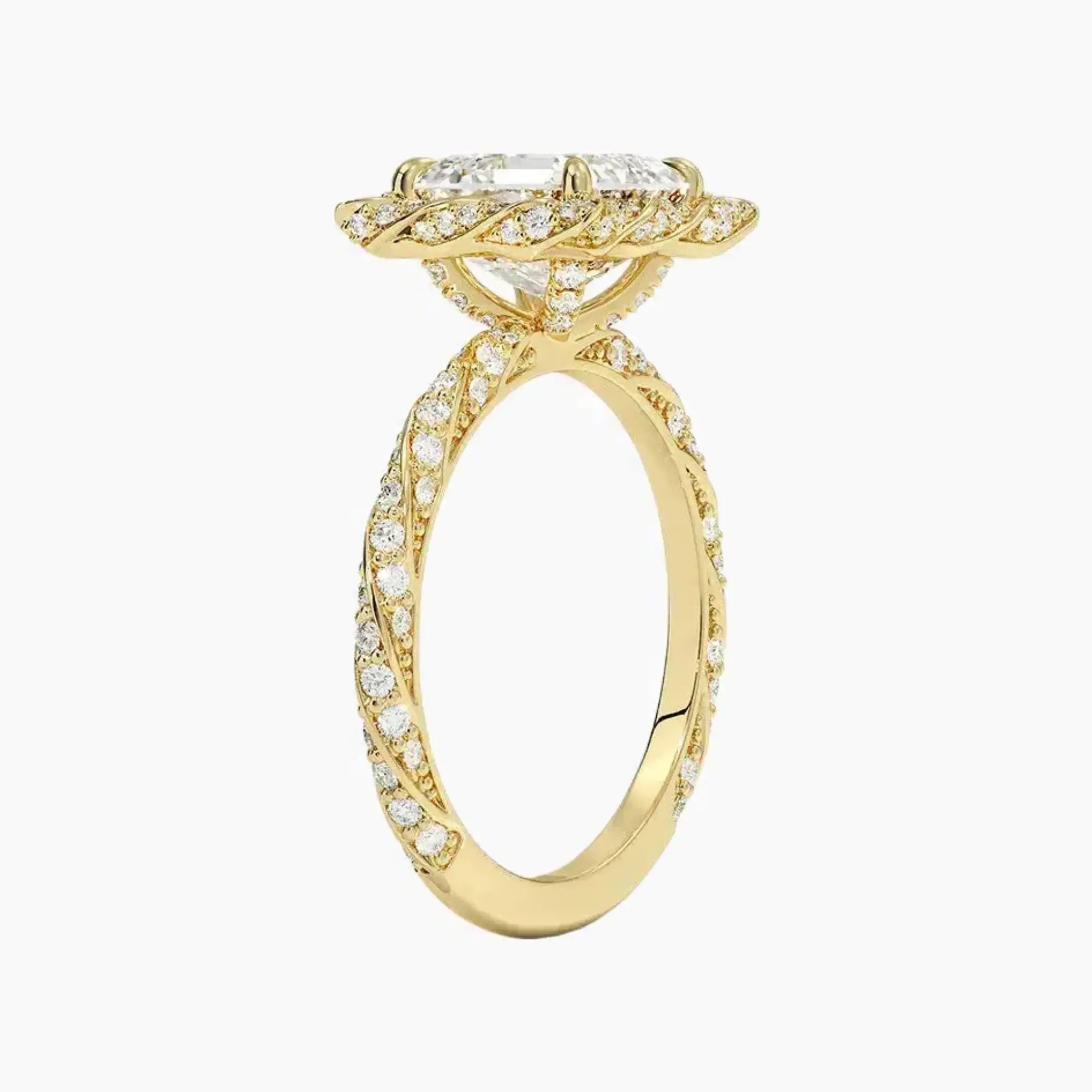 Eliana Asscher Designer 2 Carat Lab Grown Diamond Engagement Ring in 14K Rose Gold