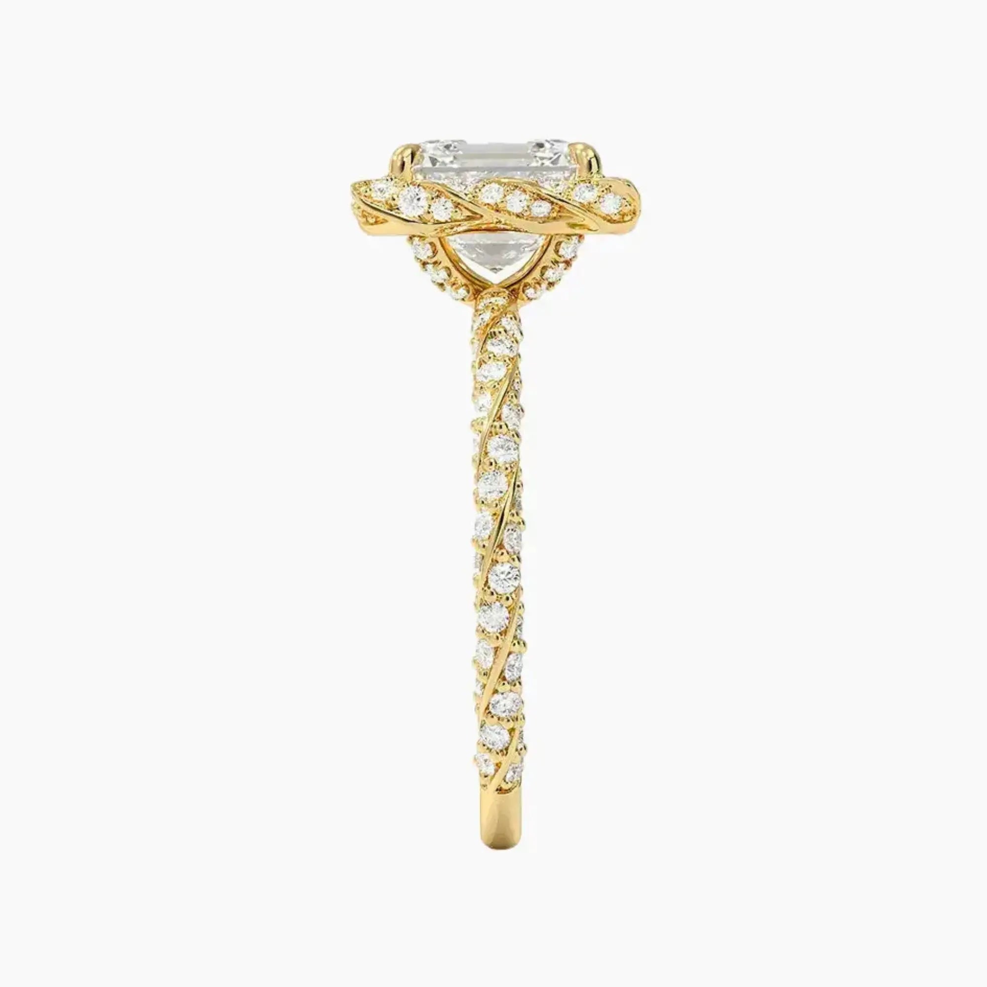 Eliana Asscher Designer 3 Carat Lab Grown Diamond Engagement Ring in 14K Rose Gold
