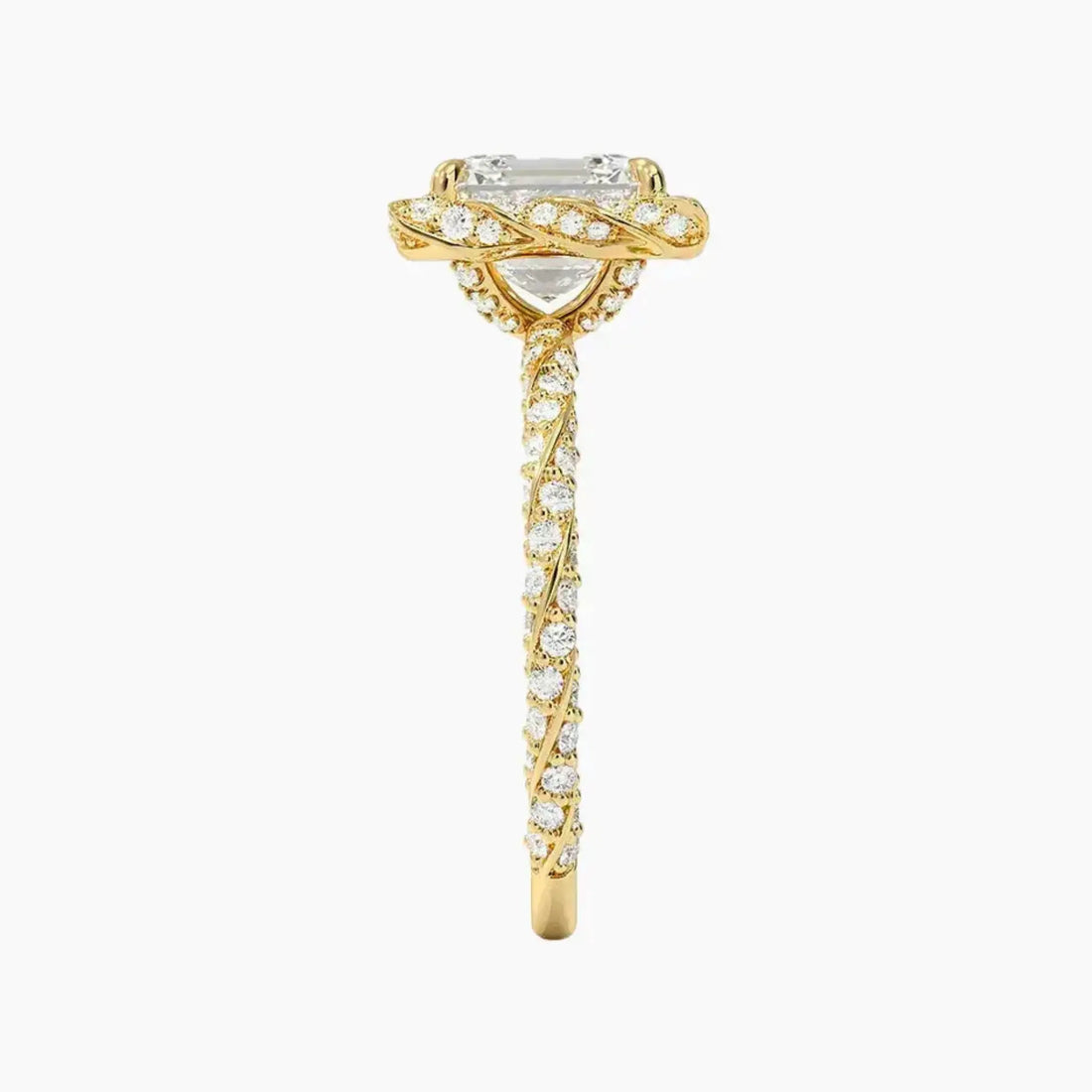 Eliana Asscher Designer 3 Carat Lab Grown Diamond Engagement Ring in 18K Yellow Gold